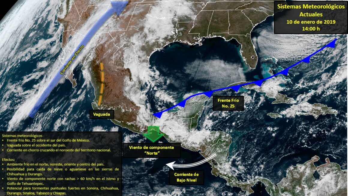 sistemas_10_ene_2019_14 h_5c37a3ee6cfae El ingreso del frente frío No. 26 provocará un marcado descenso de temperatura