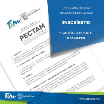 SET-054-2019.-Se amplía fecha para inscribirse en Programa Escuela Tamaulipeca de Calidad. Se amplía fecha para inscribirse en Programa Escuela Tamaulipeca de Calidad