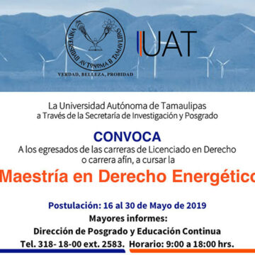 Invita UAT a cursar la Maestría en Derecho Energético