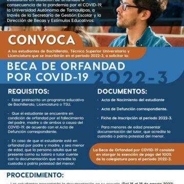 Ofrece UAT a sus estudiantes la beca de orfandad por Covid-19