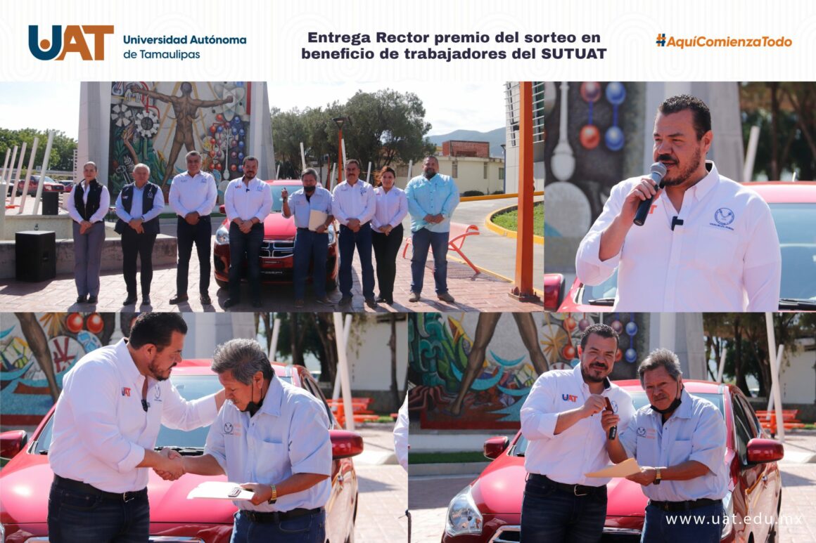 21b Rector entrega el premio del sorteo por el aniversario del SUTUAT
