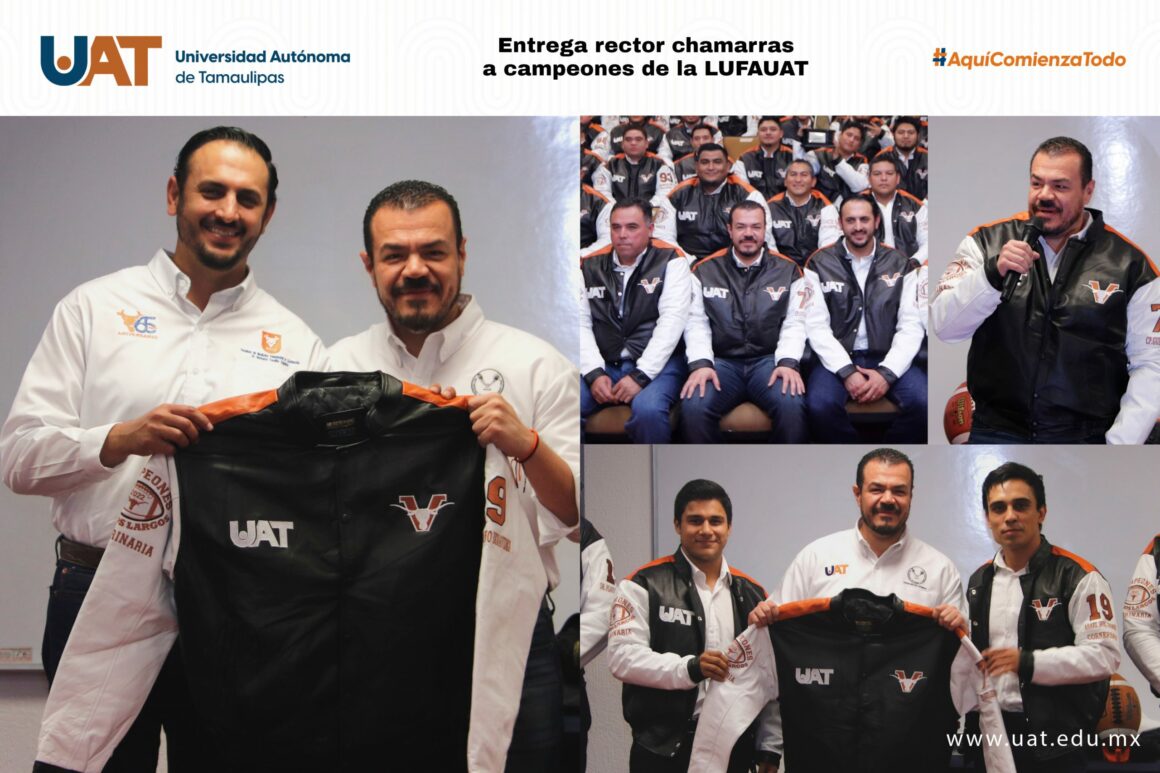 6 Rector entrega chamarras a Cuernos Largos FMVZ, campeones de la LUFAUAT