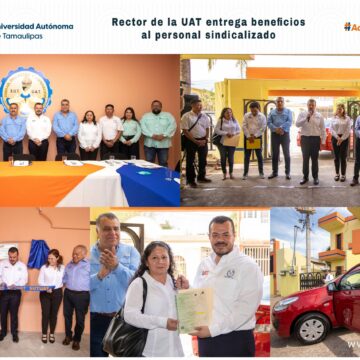 Rector de la UAT entrega beneficios al personal sindicalizado